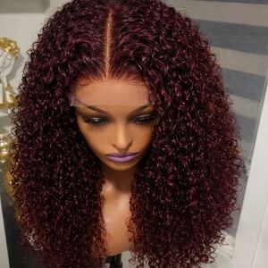 Curly Burgundy Lace Front Wig
